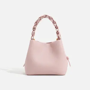 Braided Handle Bucket Bag | Designer Handbag | Vegan Leather Tote | Chic Shoulder Bag | Fashion Purse for Women