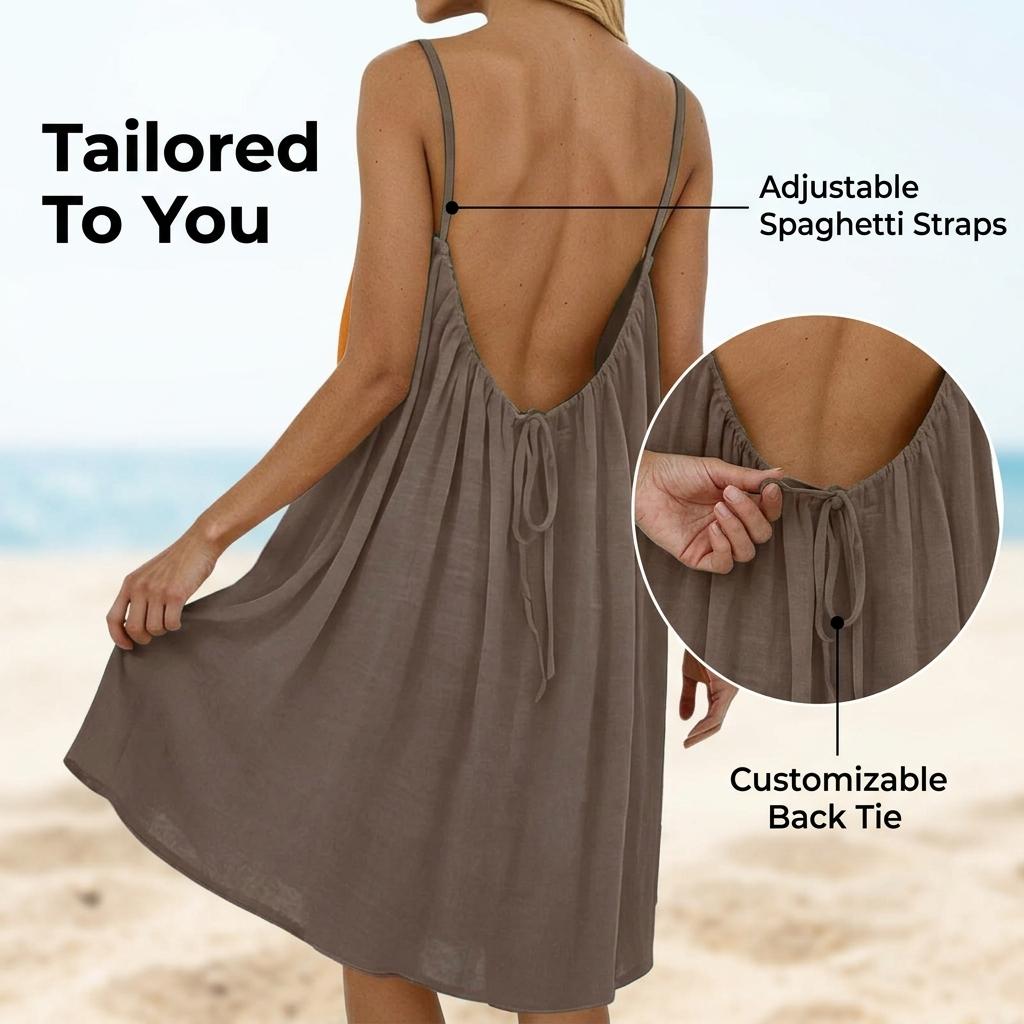 Women's Solid Color Cami Lounge Dress, Elegant Sleeveless Knee-Length Dress for Summer, Ladies Sleepwear for Indoor Wear