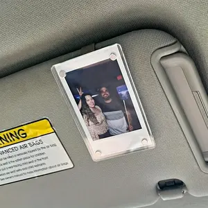 Magnetic Car Photo Holder, Acrylic Transparent Personalized Picture Frame, Customizable Auto Sun Visor Accessory, Perfect for Home or Individual Photos