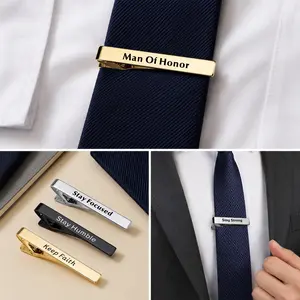 3 Pcs Tie Clips for Men, 3 Pack Sliver Black Gold Men's Tie Clips Necktie Tie Bars Tie Pins for Men Accessories for Birthday Father's Day