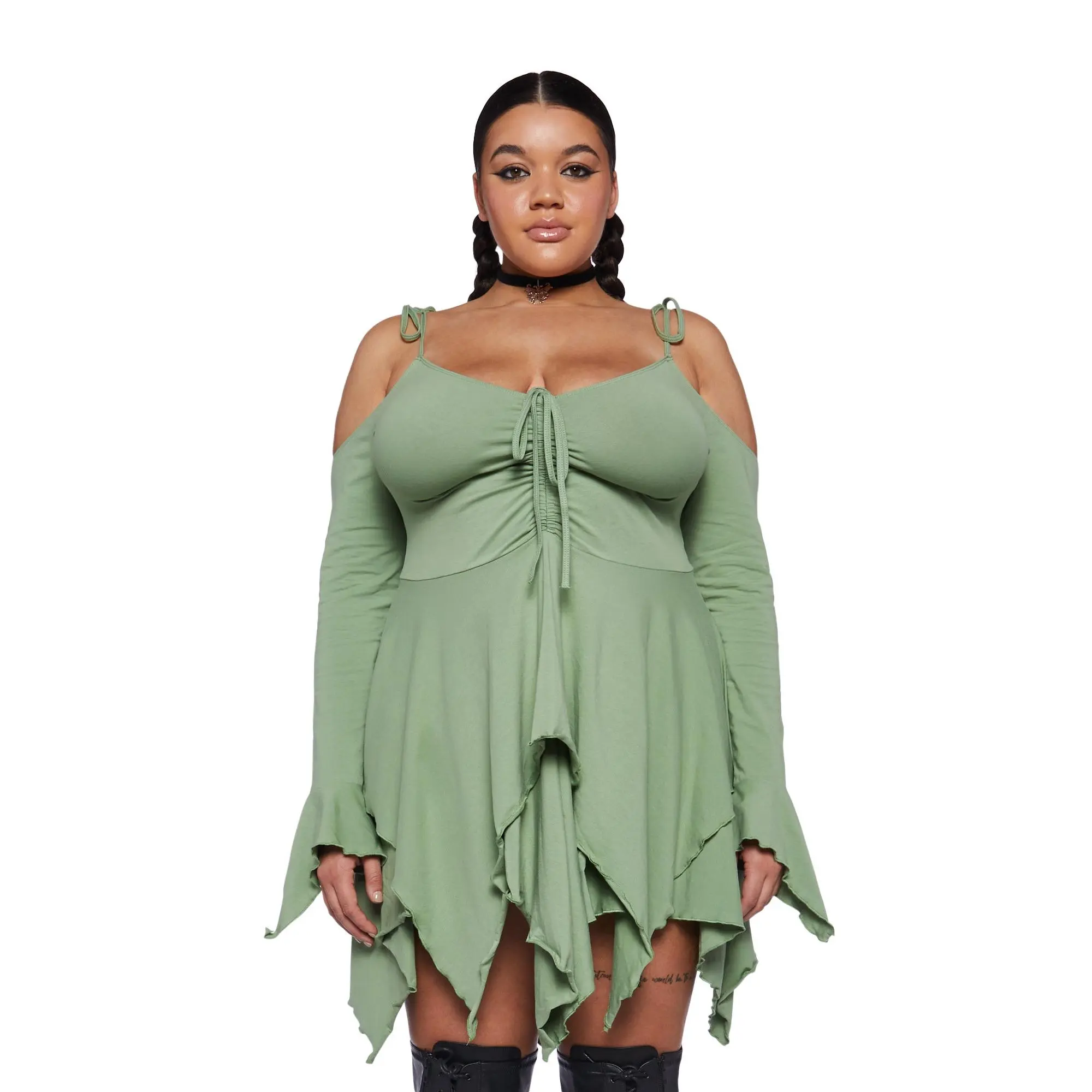 Plus F Is For Fairies Handkerchief Dress - Sage