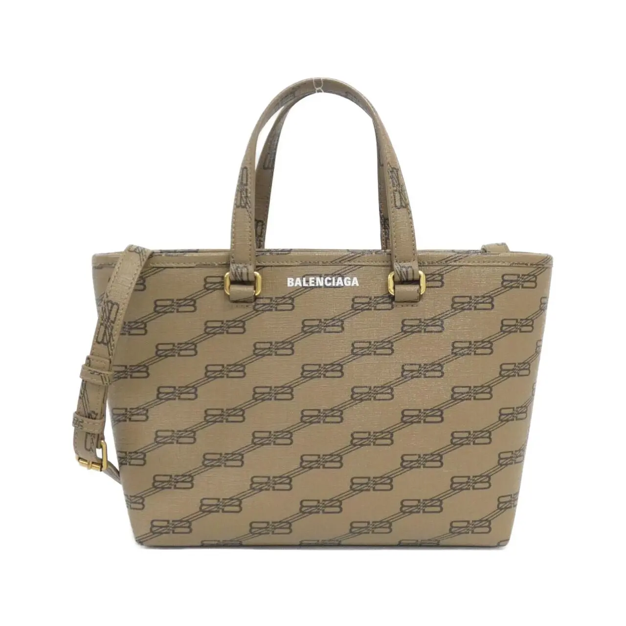 Pre-owned Balenciaga Canvas Shoulder Bags Signature Small Shopper BB Monogram Tote Bag