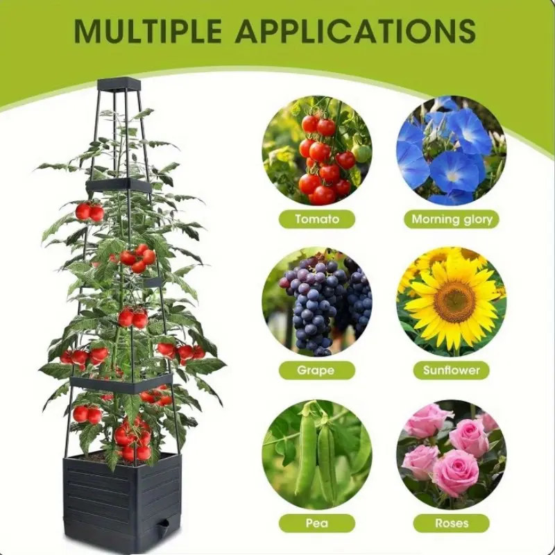 Three-Layer Tomato Planting Box with Trellis, Vertical Planter Tower, Self-Watering, Climbing Plants, Garden, Indoor & Outdoor Use, Climbing Vegetable Plant, 1 Piece