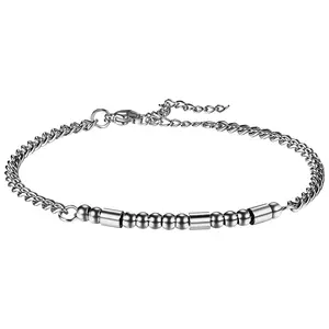 BFF Morse Code Bracelet: Silver Tone Adjustable Stainless Steel Bead Jewelry Best Friends Bracelets for Her