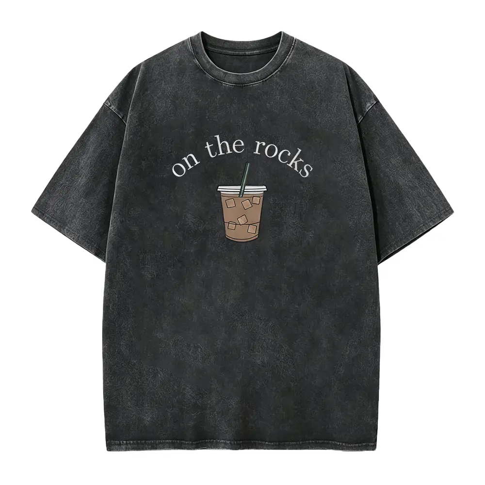 Comfort Washed Cotton Coffee Shirt - Iced Coffee Lover Gift - Multi Color Short Sleeve Tee - Funny Coffee T-Shirt - Trendy Round Neck Casual Top Fabric Menswear Soft Graphics Seamless Smooth