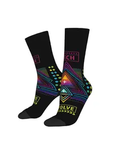 1 Pair Stylish Abstract Design Men's compression Socks Harajuku Pattern Printed Funny Novelty Happy Crew Sock Breathable Compression Socks
