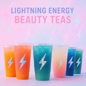 Lightning Energy Beauty Caffeine Teas - Powdered Beverage Mix Sugar Free Collagen 200mg Caffeine 30 Calories 8+ Flavors
