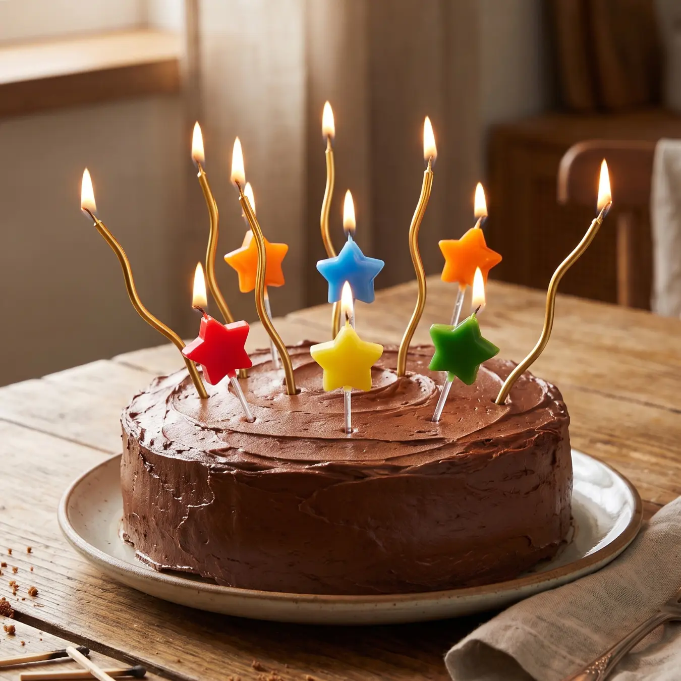 Colorful Star Birthday Candles, Macaron Star Cake Candles with Gold Wave Candles for Birthday Cake Decoration Party Supplies