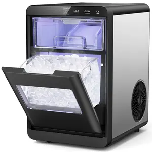 Nugget Ice Maker Countertop, 44Lbs/24H Chewable Ice Maker Machine with Ice Scoop&basket, One-Click Operation Self-Cleaning for Home/Kitchen/Office(Black)