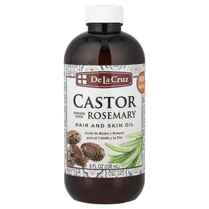 De La Cruz Hair and Skin Oil, Castor Infused with Rosemary, 8 fl oz (236 ml)