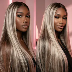 BGMgirl Hair Ash Blonde 4/613 Straight Highlight 6x4 Wear Go Wig Pre Cut Lace Closure 180% Glueless Colored Wig Summer Style TikTokShopBlackFriday