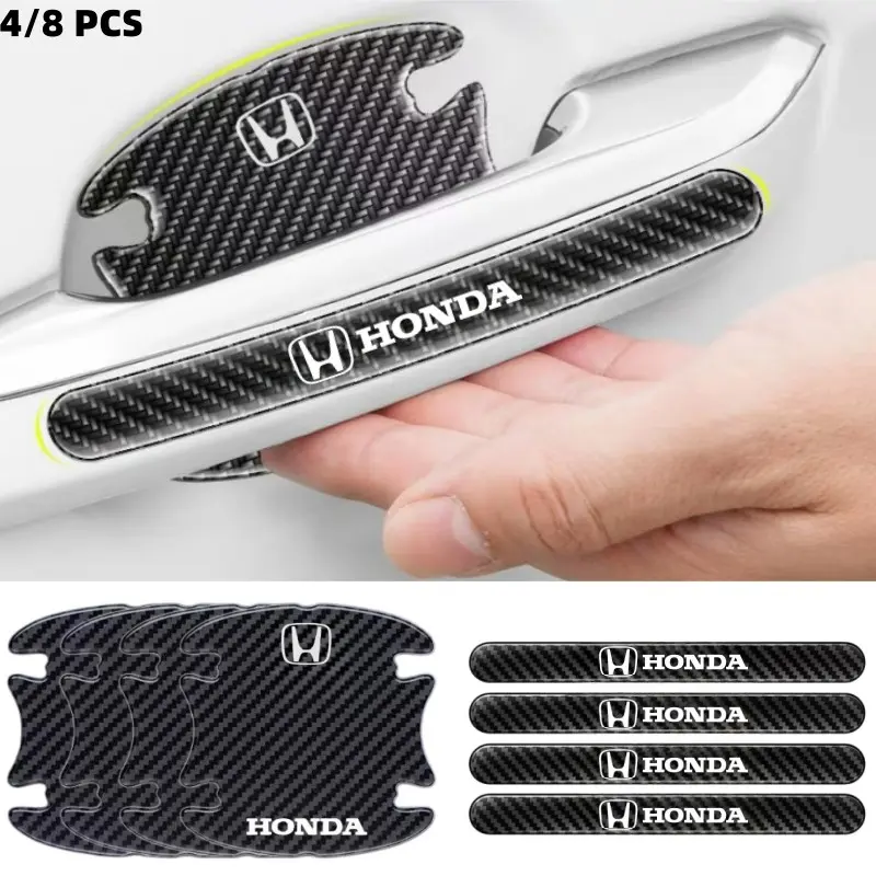 4/8 Pcs Car Door Handle Protection Stickers, Anti-Scratch Decorative Stickers for Honda Models, Car Accessories, Vehicle Exterior Decoration, Car Decals, Automobile Decals, Automotive Decals, Sticker for Cars