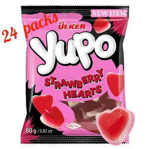 Strawberry Heart Shaped Jelly Candy – Soft Chewy Candy Hearts - Bulk Pack 24 x 2.8 oz