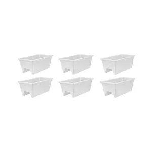 HC Companies 24 Inch Deck Rail Box Planter with Drainage Holes, White (6 Pack)