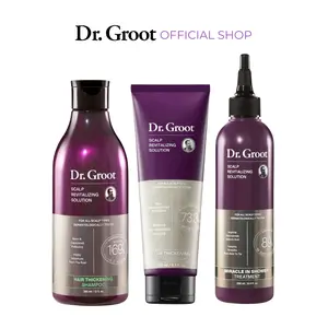 Dr. Groot 3-Step Haircare Bundle, Scalp Revitalizing Solution Shampoo, Conditioner & Miracle In Shower Treatment, Hair Thickening