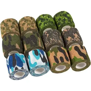 12 Rolls Premium Cohesive Bandage Wrap –Breathable Elastic Tape, Flexible Self-Adhesive Support for Wrist, Swelling, Sports & Tattoo Care – Durable Camouflage Design Protective Gear