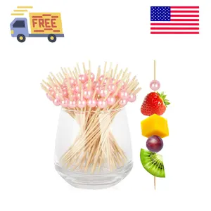 200PCS Cocktail Picks, Pink Pearl Decorative Toothpicks