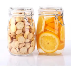 Glass Jars With Airtight Lid 32 Oz Wide Mouth Glass Containers With  2 Pack Airtight  Grade Storage Canisters With Clasp For Flour, Coffee, Sugar, pickle, Beans, Candy, Nuts, Rice, Pasta