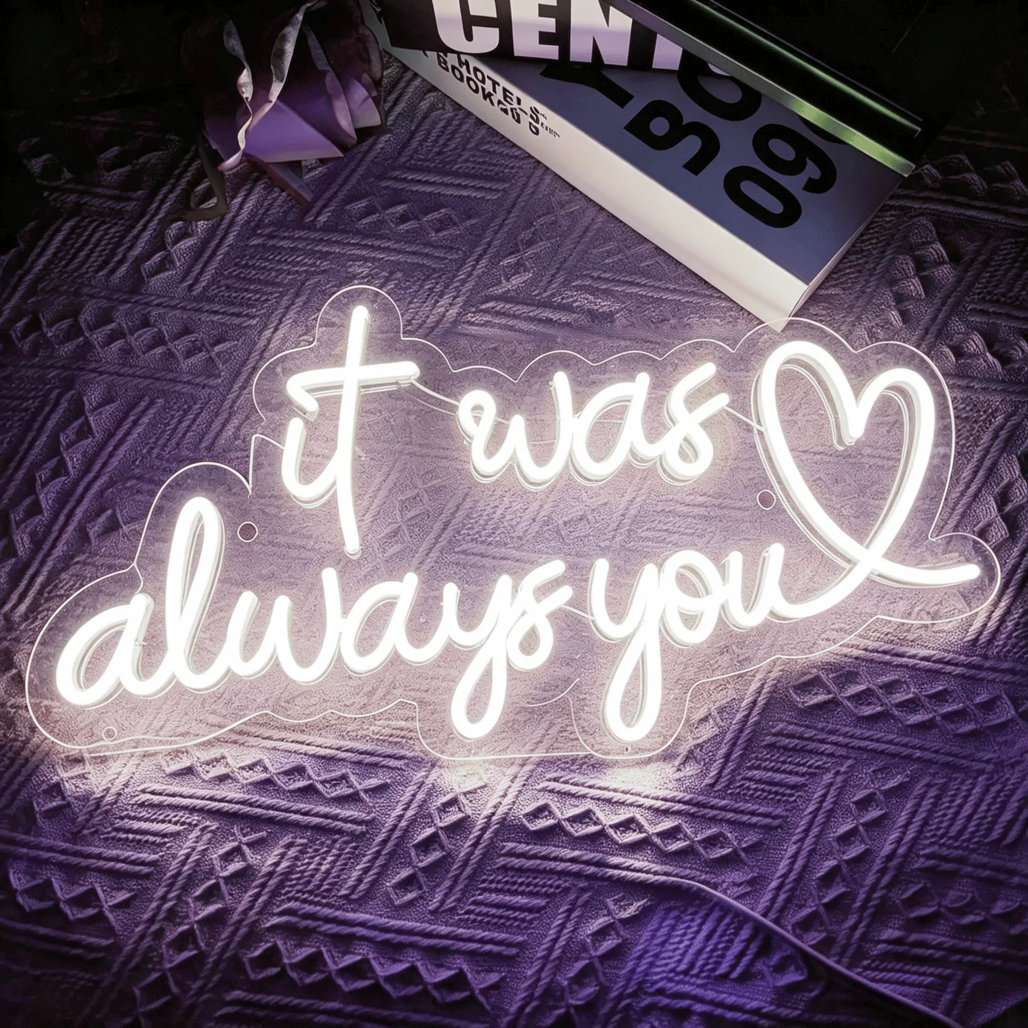 'It Was Always You' Neon Sign, USB Easy Power, Dimmable Interior LED Lights, Indoor Party Decoration, Holiday Gift Text for Bedrooms, Cafes", Valentine's Day Customizable Led Lights Led Lighted