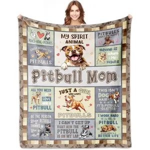 2026 Valentine’s Day Pitbull Mom Gift - Super Soft Flannel Throw Blanket for Pitbull Lovers & Dog Owners, Perfect for Couch Bed Sofa Napping Home Office Travel Use, Great Gift for Women, Multi-Size Options
