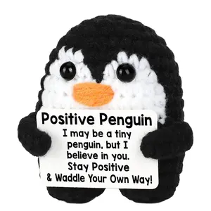 Adorable Hand Knitted Penguin Stuffed Toy, Super Soft Squishy Plush, Cute Bag Pendant Keyring, Desk Buddy Stress Relief Sensory Toy, Handmade Mini Animal Doll for Home Car Decor, Ideal Gift for Birthday Christmas Valentine Mother's Day Party Favors