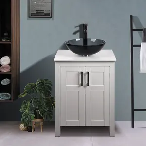 White Finish Bathroom Vanity and Sink Set HW1120-WH