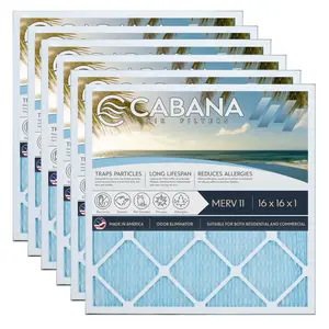 Cabana Air Filters 6 Pack HVAC Furnace Air Filters, MERV 11, 16 x 16 x 1, White