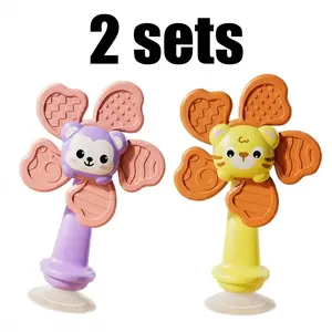 2Sets,Suction Cup Spinner for Babies, Bath Toys for Babies, Novelty Spinning Toys for Airplane Travel, Restaurant,Calming Toys, Spinning Toy for Toddlers Sensory Activity Fidget, Educational Learning, Play