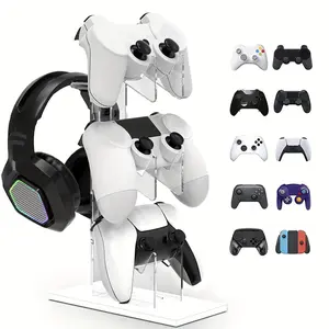 Acrylic 3-Layer Game Controller & Headphone Holder, Headset Holder, Game Controller & Headphone Display Stand, Console Accessories for Home & Office