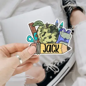 Personalized Back to School Boys Name 3 inches Sticker, Waterproof Sticker for Laptop Water Bottle Book