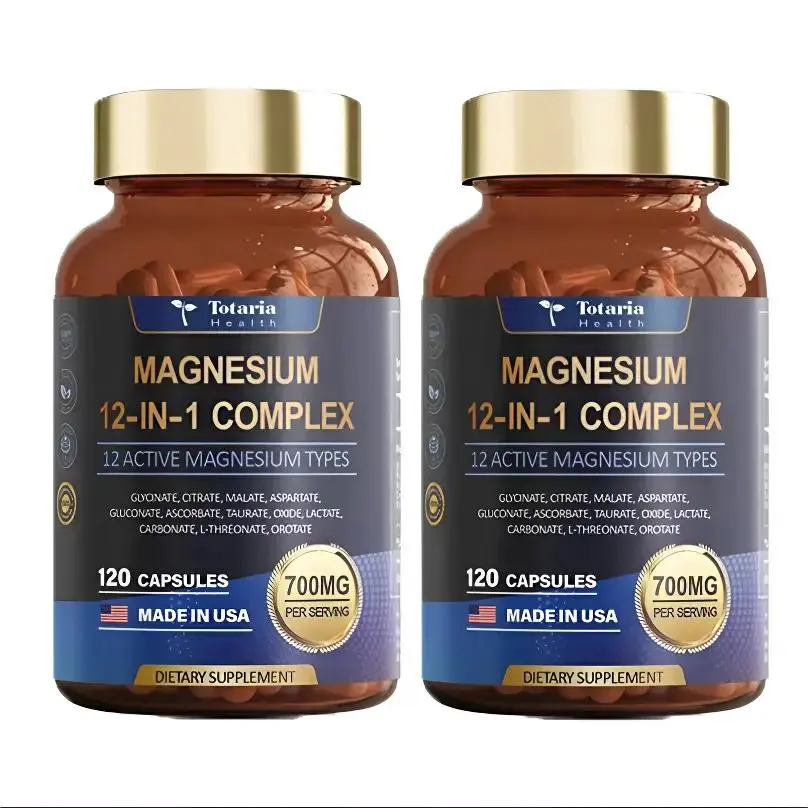 （Pack of 2）12-in-1 Magnesium Complex 700mg -Supplement with Glycinate Citrate Malate Oxide TaurateAspartate Orotate, Vegan Capsules for Muscle, Heart, andRelaxation Support magnesium