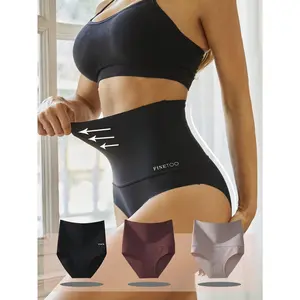 FINETOO 3pcs/Set Women's High Waist Seamless Tummy Control Panties