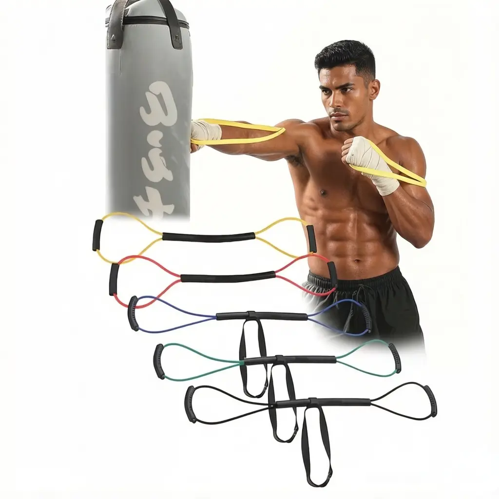 8-Figure Resistance Bands & Combat Training Belts - Boxing Equipment for Home Fitness, Gym Shadowboxing, Sanda & Muay Thai Speed Punching Training