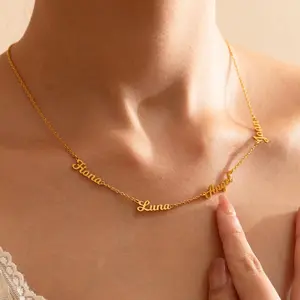 AS203 Multiple Names Necklace Personalized Family 3 or 4 Children Names Necklace, Gifts for Mum, Christmas Gifts