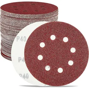 100-piece Sanding Discs Set,5 Inch 8 Holes Hook and Loop Sandpaper for Orbital Sander, Include 40/60/ 80/100/120/150/180/240 /320/400 Tool Accessories Diamond Polishing Pads