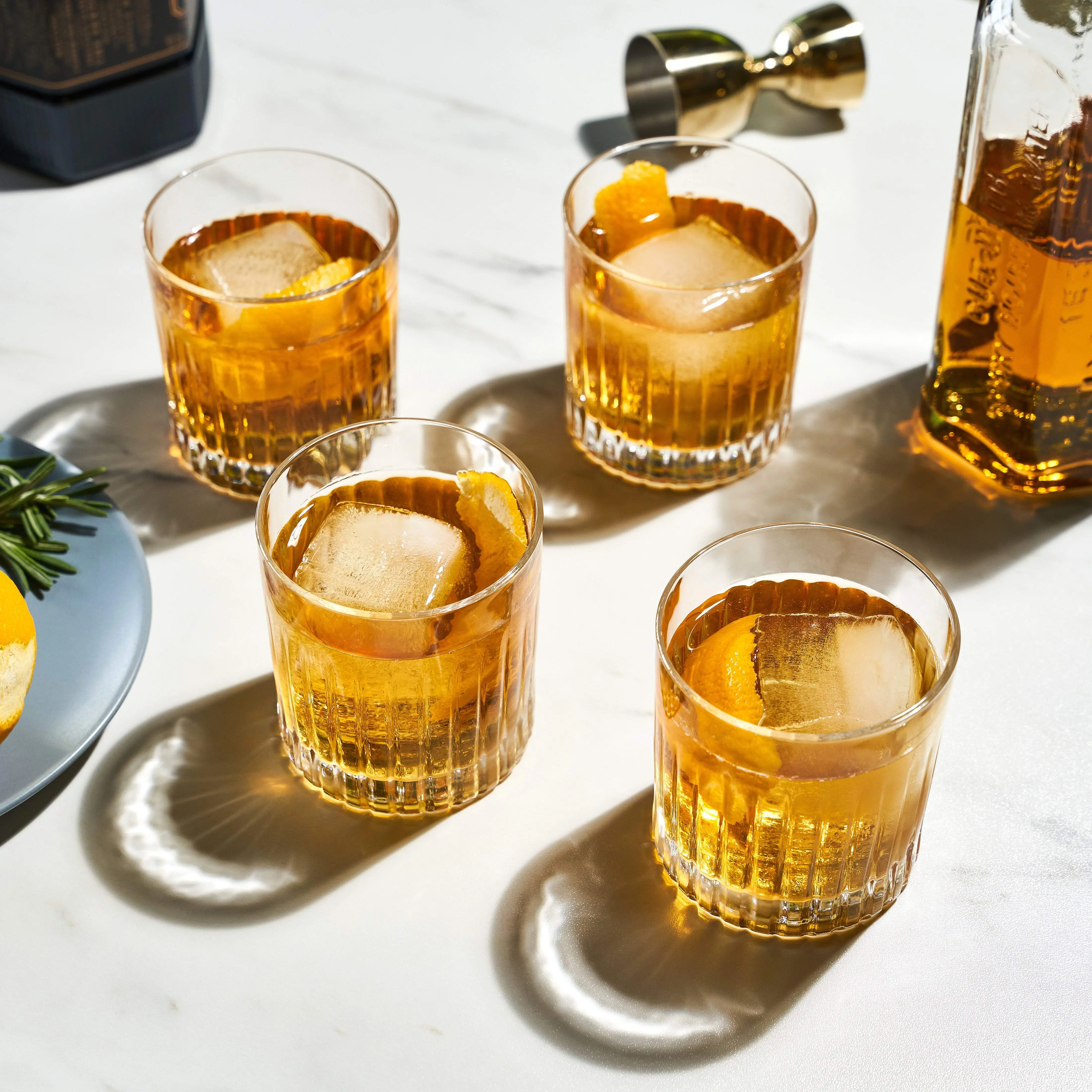 Reserve Milo Crystal Rocks Glasses Set of 4 - 12 oz Whiskey Tumblers for Old Fashioneds & Bourbon on Game Night & Home Bar Setup, Gifts for Him, Built for Slow Sips