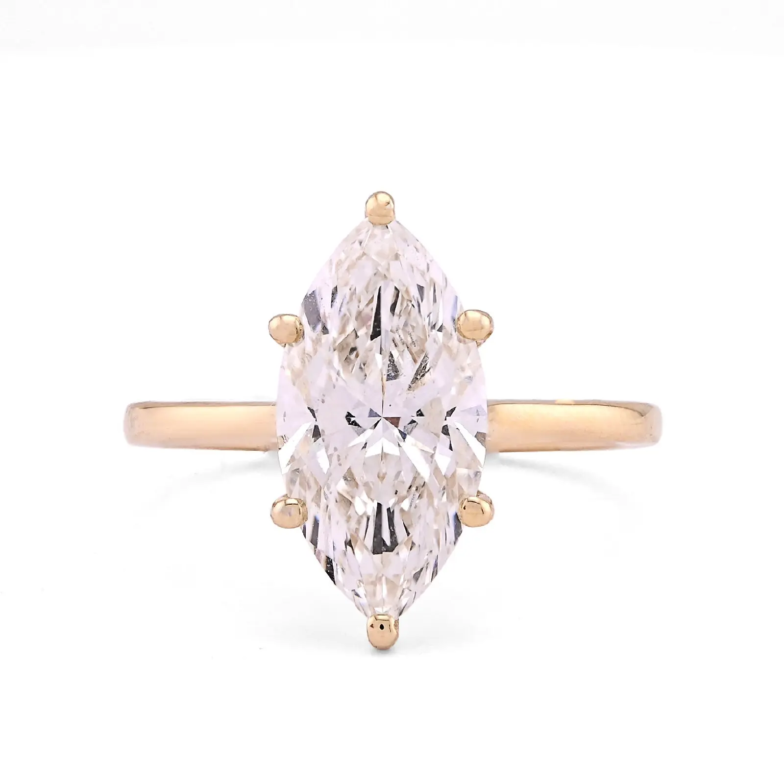 14K Yellow Gold 3CT Centre Marquise Lab Diamond Women Ring