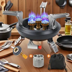 GEEKHOM Multi-Fuel Portable Camping Stove 16000W Collapsible Windproof Burner with Fuel Canister Adapter & Carrying bag for Outdoor Cooking Backpacking Emergency Use