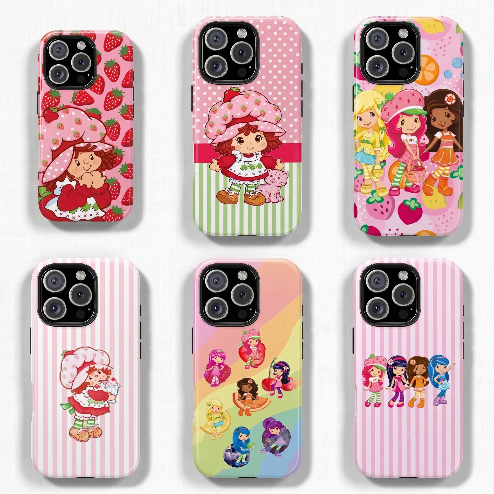 Pink Strawberry And Shortcake Retro Sweet Cute Fashion Phone Case.  For Iphone17 Pro Max, 16, 15, 14 13 12 11 Pro Max. It Makes A Perfect Gift For Birthdays, Holidays,, Smartphone, Cell shiny