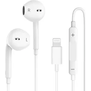 Wired Earphones for iPhone Earbuds with Lightning Connector Plug&Play Built-in Microphone & Noise Isolating Headset for Music/Calls/Gaming Compatible with iPhone 14/13/12/11/XR/XS/X/8/SE/Pro/Pro Max Ear Buds Corded ，Durable White Corded Ear Buds