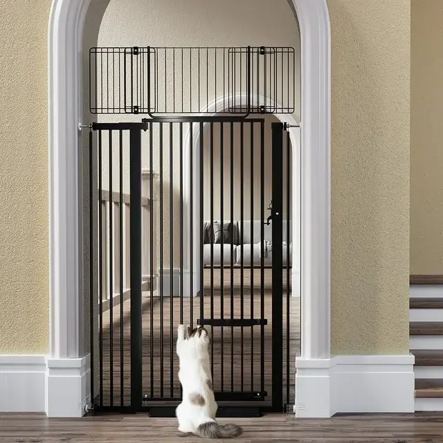 71" Extra Tall Pet Gate for Cats, 29.5-40.6" Extra Wide Cat Gate with Adjustable Cat Door, Pressure Mounted Easy Walk Through Pet Gate with Door for Stairs, Doorways, Kitchen, dealsforyou, summerwins, restock, dealsforyoudays, DFYD