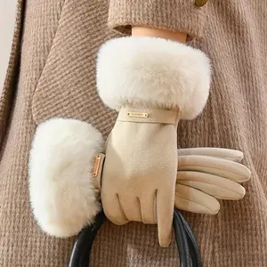 Women's Touch Winter Gloves with Soft Warm Fluffy Lining for Outdoor Activities - Polyester, Hand Wash Only