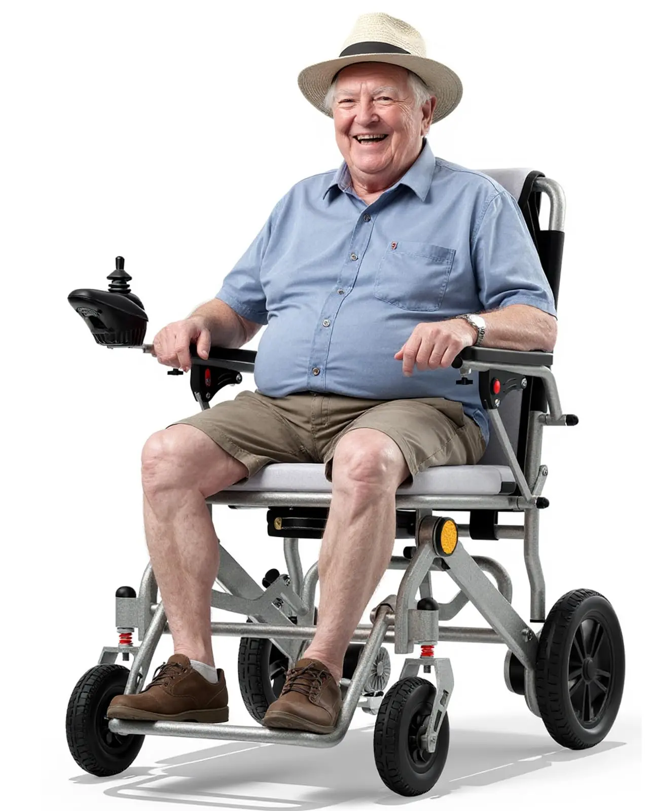 Ultralight 38lbs 3s Foldable Electric Wheelchair for Adults, 350lbs Capacity & All-Terrain Magnesium Wheels - 15+ Miles Portable Power Chair for Travel & Car Trunk