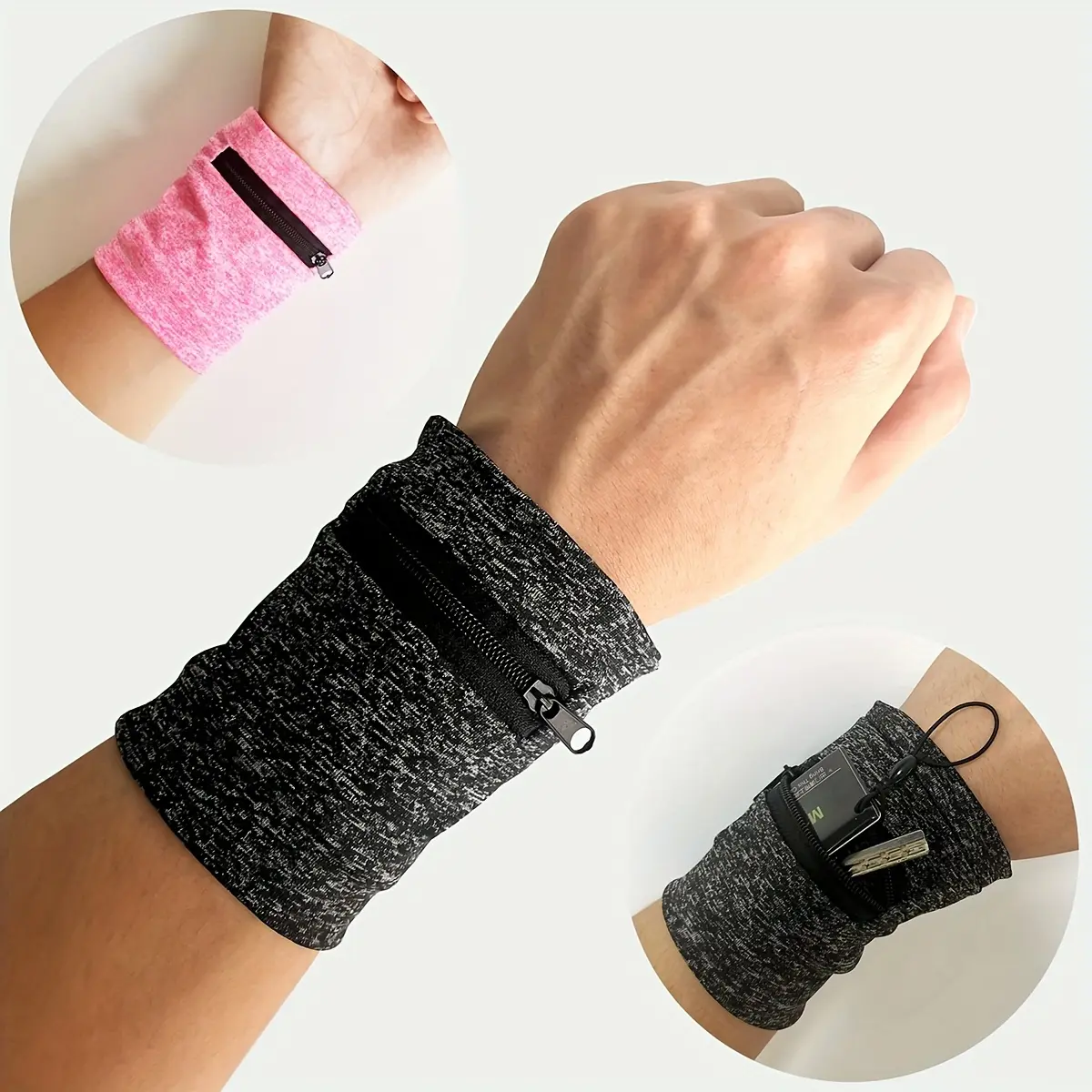Unisex Minimalist Solid Color Compact Wrist Purse with Adjustable Wristband Strap - Lightweight Hands-Free Pouch for Gym Workouts, Biking & Travel/Gym, Wristband Original, Wrist Straps, Gym/Run
