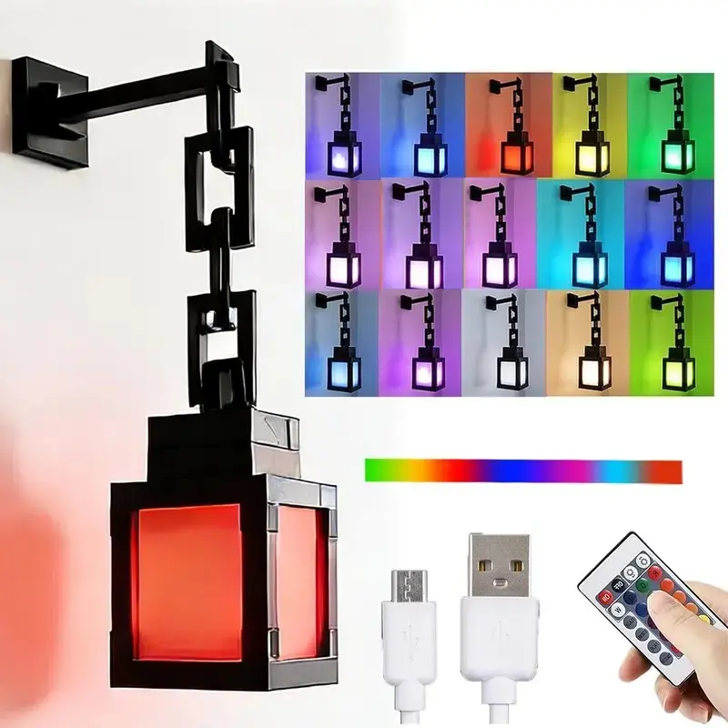 Pixel Soul 3D Printed Gaming Night Light, Rechargeable RGB Lamp with Remote, Wall Mount & Easy to Assemble, Decor Gift for Minecraft Fans Kids, Home Bedroom Ornament #MothersDayGift #SummerGiftForKids