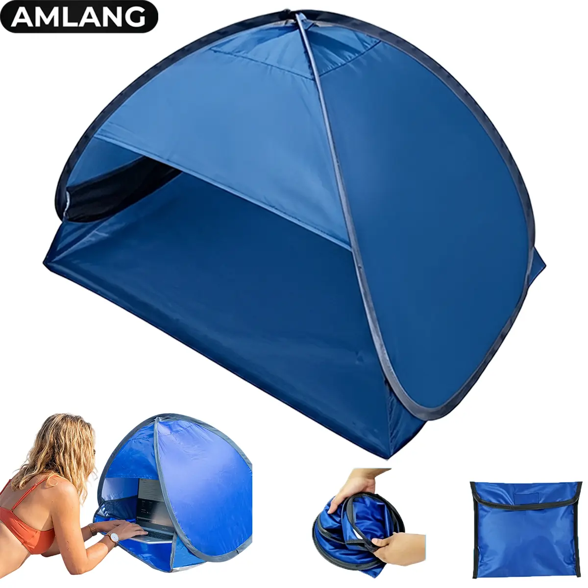 AMLANG Pop Up Camping Tent, Mini Compact Sun Shelter with 360° Ventilation, UV Resistant and Lightweight Beach Tent Canopy that Folds Easily for Travel, Beach Tents