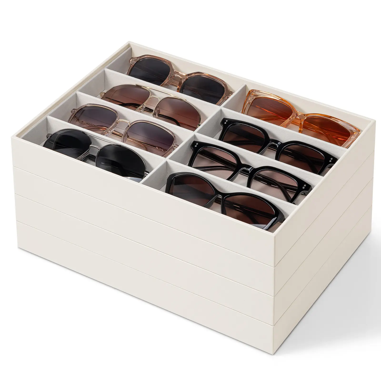 VLANDO Classic Beige 40-Grid Durable Eco-Friendly Compact Jewelry Storage Organizer Tray - Multifunctional Home Supply with Individual Sections for Earrings, Rings, Small Accessories, Thoughtful Gift for Women