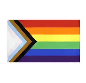 LGBTQ+ Pride Polyester Banner, 3x5ft All-Inclusive Progressive Multicolored Lightweight Wall Decor Flag for Home Supplies, Party Decoration, Wall Decor Flags
