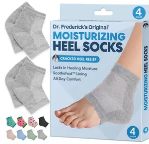 Dr. Frederick's Original Moisturizing Heel Socks for Dry Cracked Heels Treatment - Infused with Olive Oil, Jojoba Oil and Vitamin E - 2 Pairs - Self Care Gifts for Women & Men - Original Formula