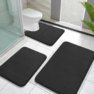Bathroom Anti-Slip Combo: U-Shaped Toilet Seat Cover + Shower Floor Mat + Bathtub Safety Mat, Full Set Included  80*50+61*43cm/50*80+50*61+43*61cm